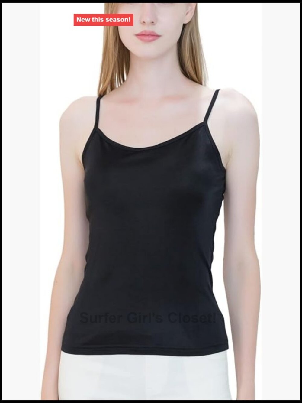 Silk Camisole Spaghetti Strap Tank Top Sleeveless Stretchable Knit Silk